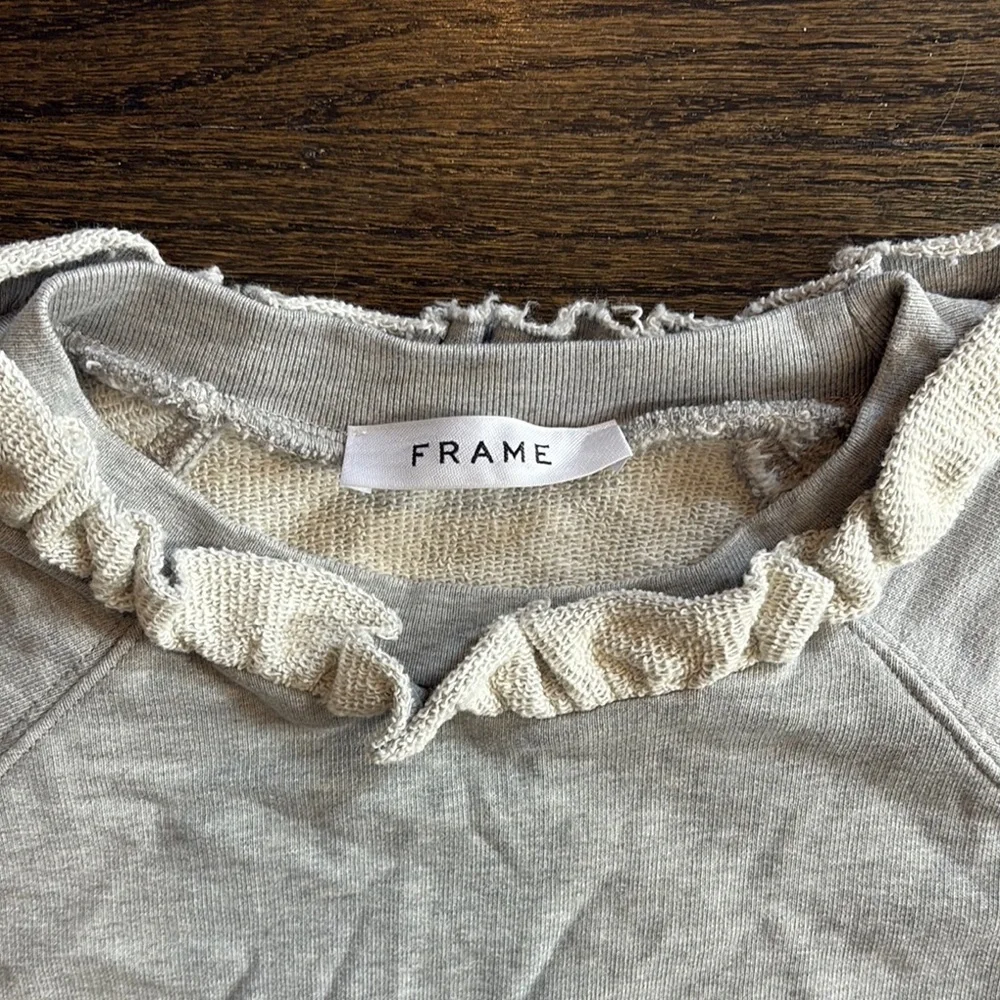 NWT- Gray Ruffle Sweatshirt by FRAME - Picture 2 of 5